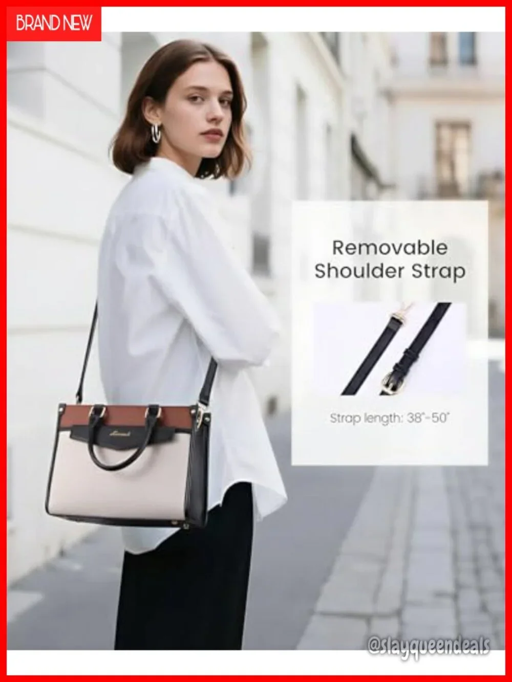 PU Leather Satchel Tote Purse with Crossbody Strap